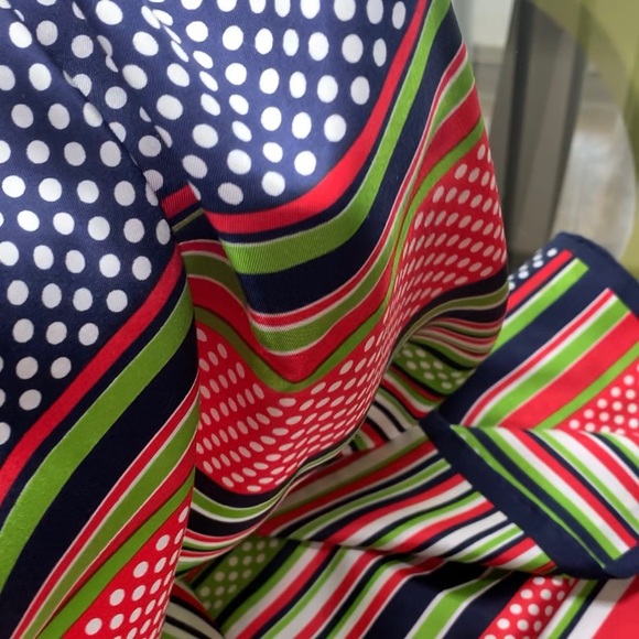 Vintage Echo 100% Pure Silk Striped Polkadot Scarf 45” x 15” - Picture 11 of 17